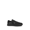Prada Leather And Fabric Low-top Sneakers In Black