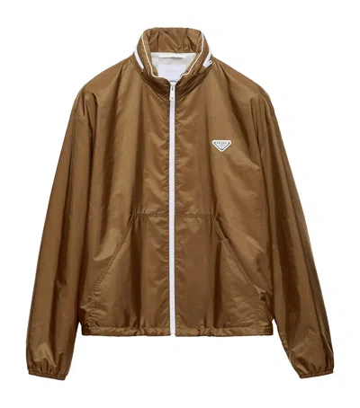 Prada Re-nylon Stowaway Hood Jacket In Brown