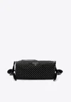 Prada Studded Re-nylon Shoulder Bag In Black