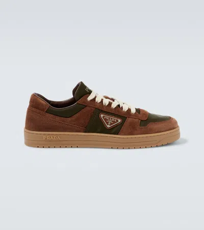 Prada Re-nylon Suede-trimmed Sneakers In Brown