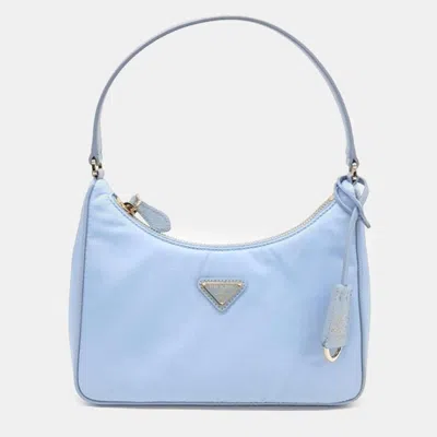 Pre-owned Prada Re-nylon Tessuto Hobo Bag In Blue