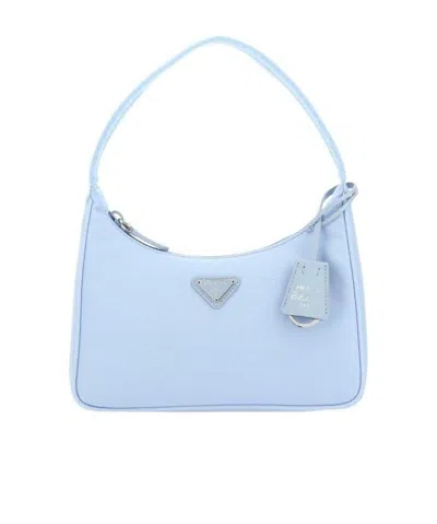 Prada Re-nylon Top-handle Bag In Light Blue