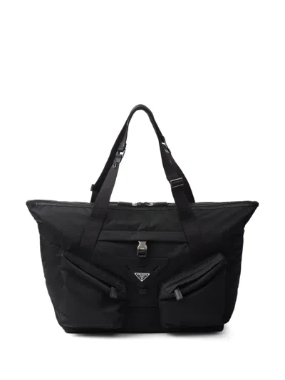 Prada Re-nylon Tote Bag In Black