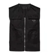 Prada Triangle Logo Cargo Gilet - Men's - Recycled Nylon In Black