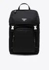 Shop Prada Re-nylon Triangle Logo Backpack In Black