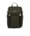 Prada Re-nylon Triangle Logo Backpack In Green