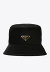 Prada Re-nylon Triangle Logo Bucket Hat In Black