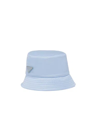 Prada Re-nylon Triangle-logo Bucket Hat In Blue