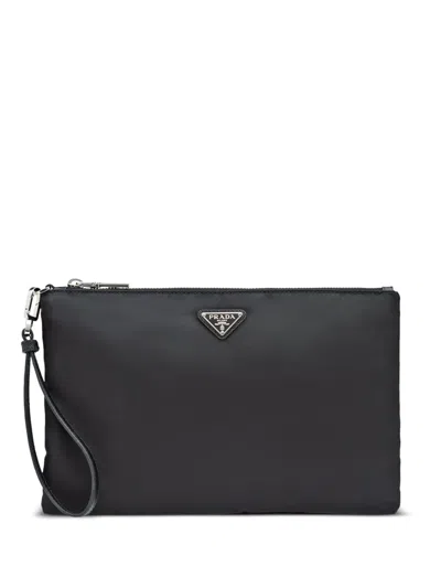 PRADA RE-NYLON TRIANGLE-LOGO CLUTCH BAG