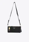 Prada Re-nylon Triangle Logo Crossbody Bag In Black