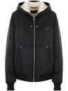 Prada Re-nylon Triangle-logo Hooded Jacket In Black