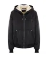 Prada Re-nylon Triangle-logo Hooded Jacket In Black