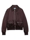 Prada Womens Brown Re-nylon Pointed-collar Blouson Jacket In Burgundy