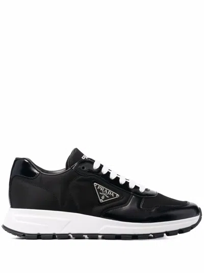 Prada Re-nylon Triangle-logo Low-top Sneakers In Black