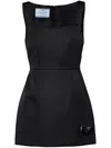Prada Re-nylon Triangle-logo Minidress In Black
