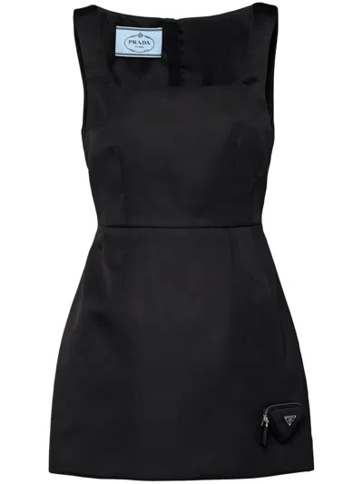 Prada Re-nylon Triangle-logo Minidress In Black