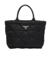 Prada Small Re-nylon Logo Plaque Top Handle Bag In Black