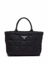 Prada Small Re-nylon Logo Plaque Top Handle Bag In Nero