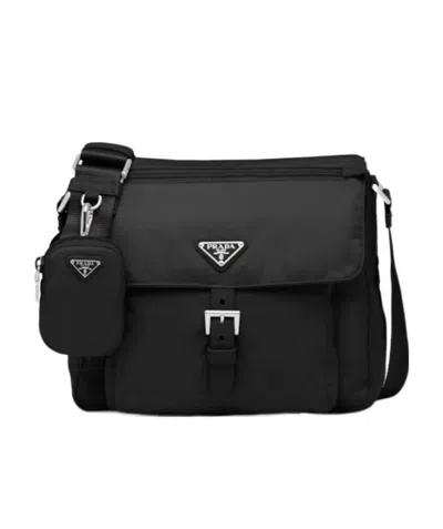 PRADA PRADA LOGO PLAQUE ZIPPED SHOULDER BAG