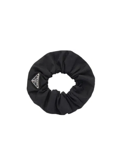 Prada Re-nylon Triangle-logo Scrunchie In Nero