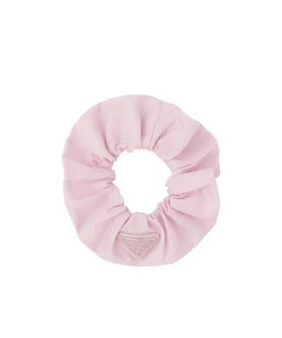 Prada Re-nylon Triangle-logo Scrunchie In Alabaster Pink