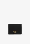 Prada Re-nylon Triangle Logo Wallet In Black