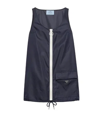 Prada Re-nylon Triangle Mini Dress In Blue