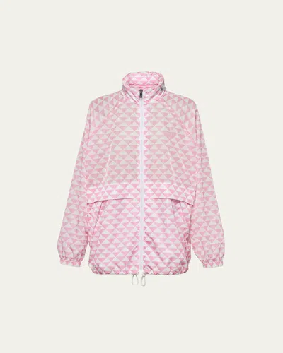 Prada Re-nylon Triangle-print Hooded Jacket In Rosa