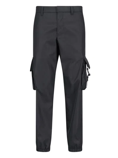 Prada Re-nylon Trousers In Black  