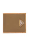 Prada Cork Brown Calf Leather Wallet In Braun