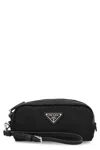 Prada Pouch Nylon Wrist Strap In Black