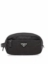 Prada Re-nylon And Saffiano Leather Travel Pouch In Nero