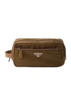 Prada Re-nylon Washbag In Cork Beige