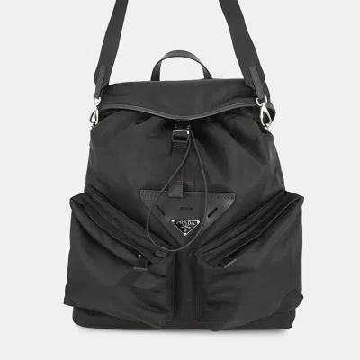 Pre-owned Prada Re-nylon Xleather Backpack Black Nylon Leather Size Black