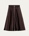 Prada Re-nylon Zip-front Midi Skirt In Brown