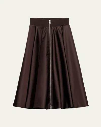 Prada Re-nylon Zip-front Midi Skirt In Brown