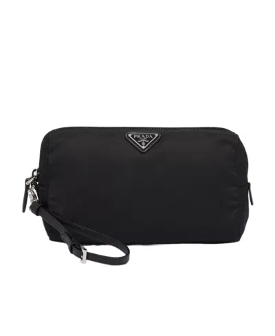 Prada Re-nylon Zip-up Pouch In Black