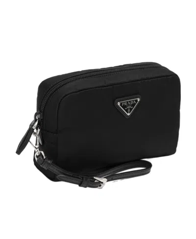 Prada Re-nylon Zip-up Pouch In Black