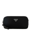 Prada Logo Plaque Belt Bag In Black