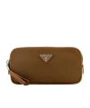 Prada Biscuit Re-nylon Belt Bag With Tassel Detail In Brown