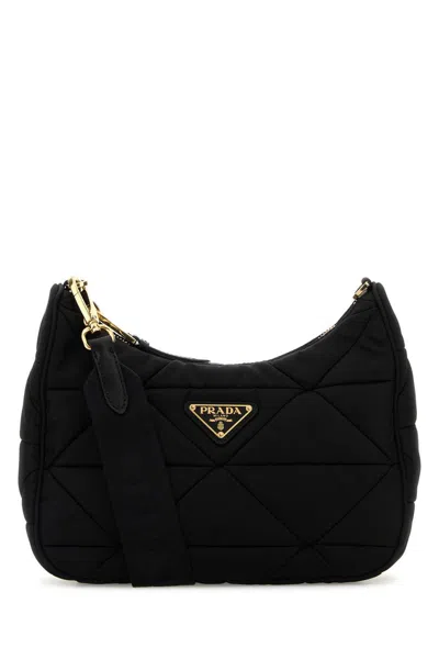 Prada Re-nylon Zipped Shoulder Bag In Black