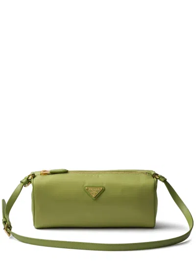 Prada Re-nylon Zippered Shoulder Bag In Green