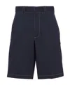 Prada Stretch Poplin Bermudas In Blue