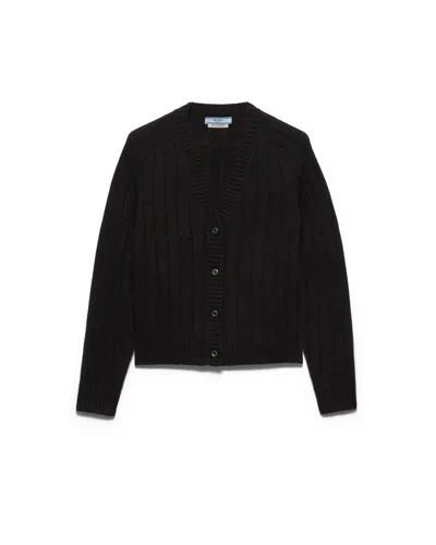 Prada Re-cashmere Cardigan In Black