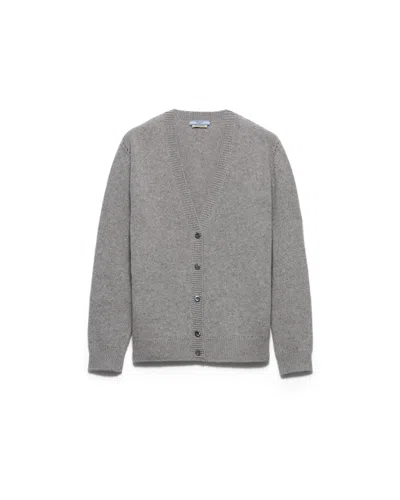 Prada Re-cashmere Cardigan In Gray