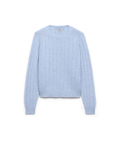 Prada Re-cashmere Crew-neck Sweater In Blue