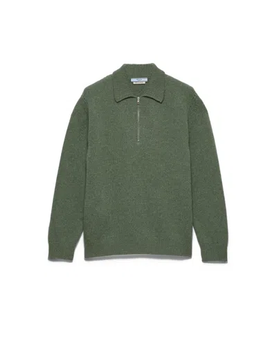 Prada Re-cashmere Polo Sweater In Green