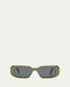 Prada Rectangle Acetate Sunglasses In Green