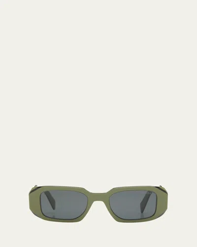 Prada Rectangle Acetate Sunglasses In Green