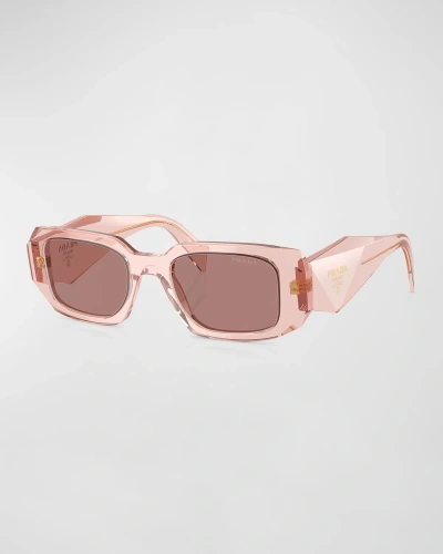 Prada Rectangle Acetate Sunglasses In Lite Brown